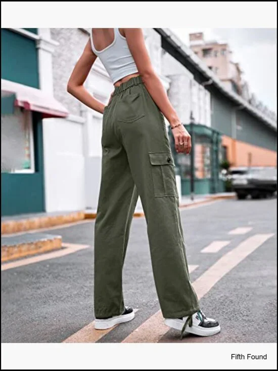 High Waisted Cargo Pants Wide Leg 6 Pocket Combat Military Trousers - Picture 3 of 7